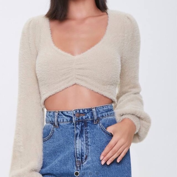 Forever 21 Sweaters - Forever 21 Cropped Fuzzy Sweater